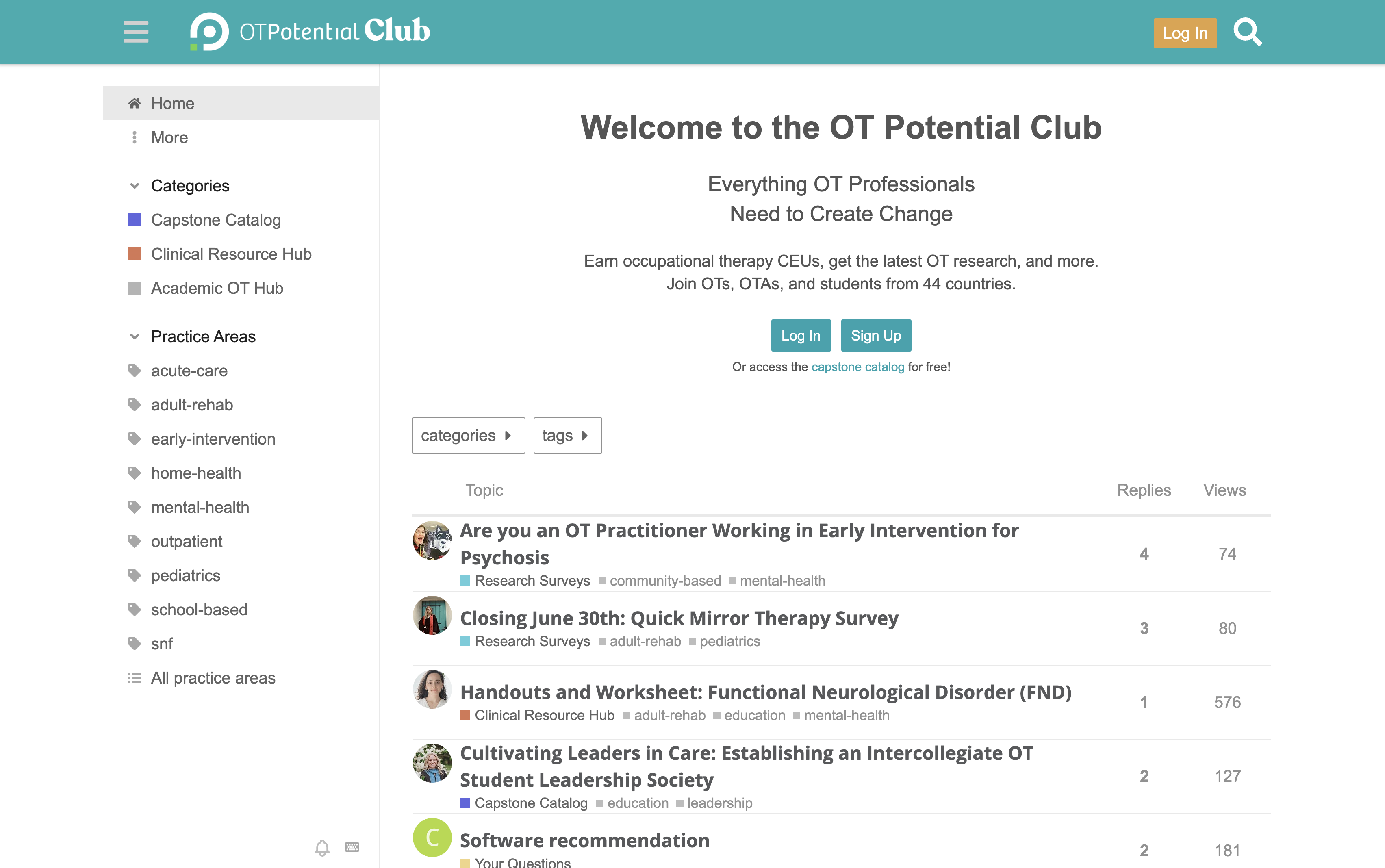 OT Potential Club Discourse forum homepage